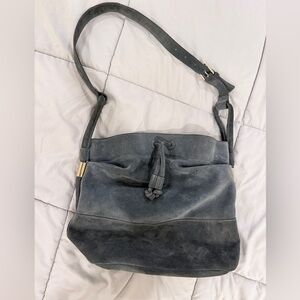 Tila March Blue Suede Shoulder Bag